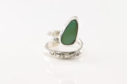 Native America Zuni Sterling Silver Turquoise Ring By Jude Candelaria.