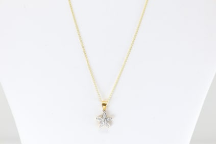 Diamond Flower Pendant / Necklace 14Kt.