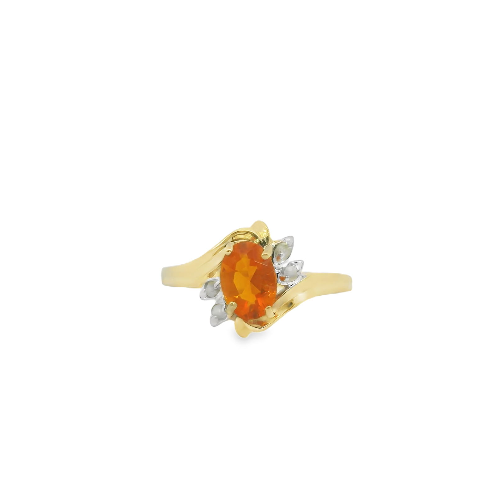 Orange Gemstone & Diamond Ring 14Kt. (1 of 3)
