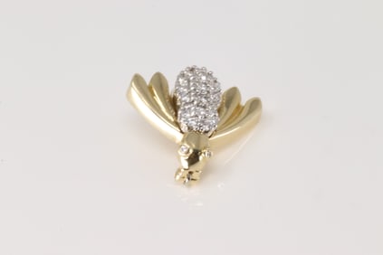 Diamond Bee Brooch / Pin 14Kt.