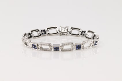 Sapphire & Diamond Bracelet 14Kt.