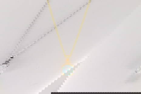Opal & Diamond Pendant / Necklace 14Kt.: 14Kt Yellow Gold Opal & Diamond Pendant / Necklace. This necklace has one Pendant with one cut Opal and 5 round diamonds.