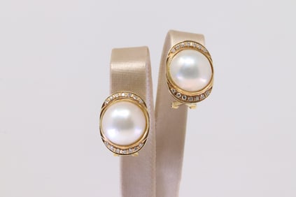 Pearl & Diamond Earring 14Kt.