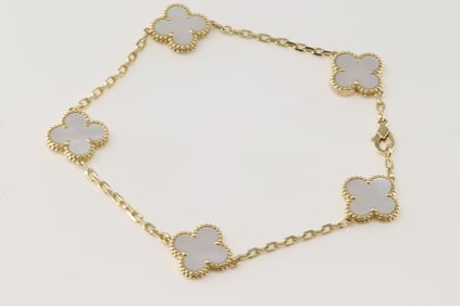 Van Cleef & Arpels Vintage Alhambra 5 Motifs Bracelet 18K Yellow Gold and MOP