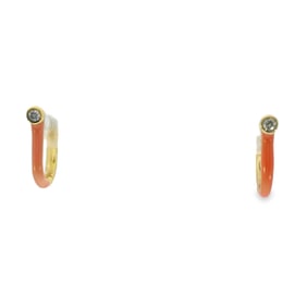Amber Gems & Diamond Hoop Earring 14Kt.