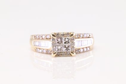 Diamond Princess Cut Ring 14Kt.