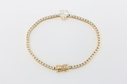 EGL Pear Diamond Tennis Bracelet 14Kt.