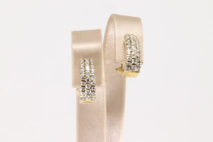 Diamond Hoop French Clip Earring .