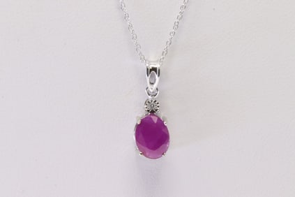Ruby & Diamond Pendant / Necklace 10Kt.