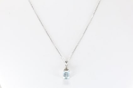 Aquamarine  & Diamond Pendant / Necklace 14Kt.