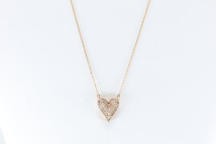 Rose Gold Diamond Heart Necklace .