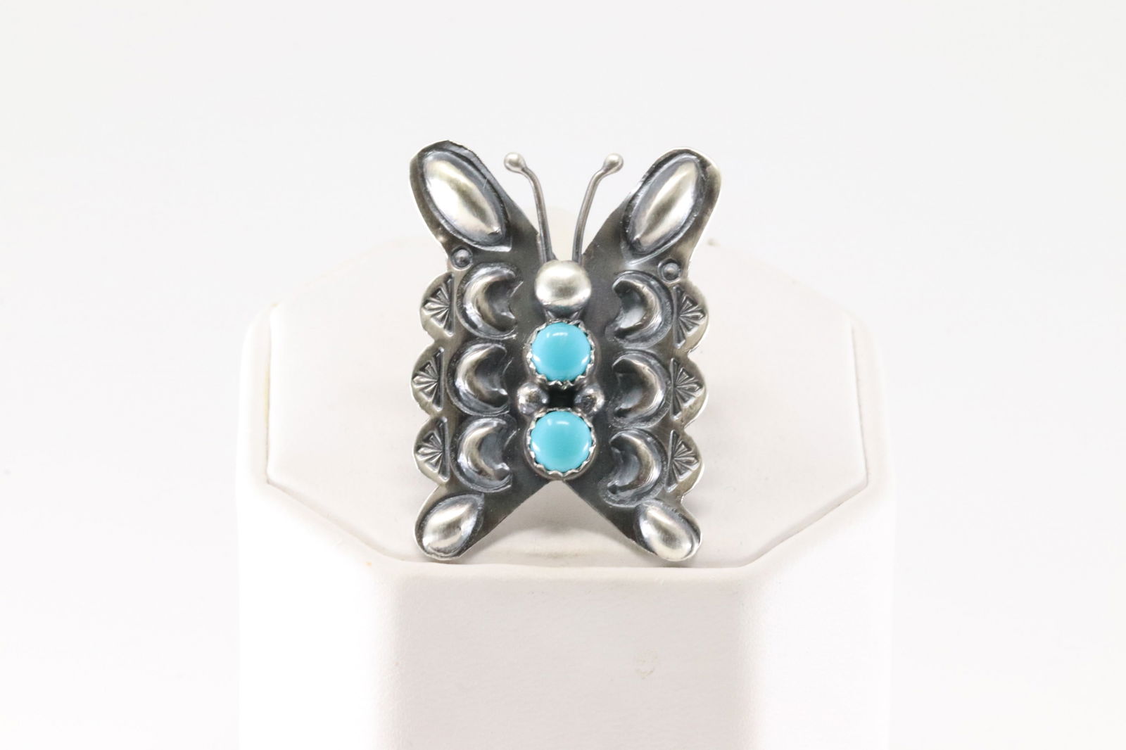 Native America Navajo Sterling Silver Turquoise Butterfly Ring By Yazzie. (1 of 4)