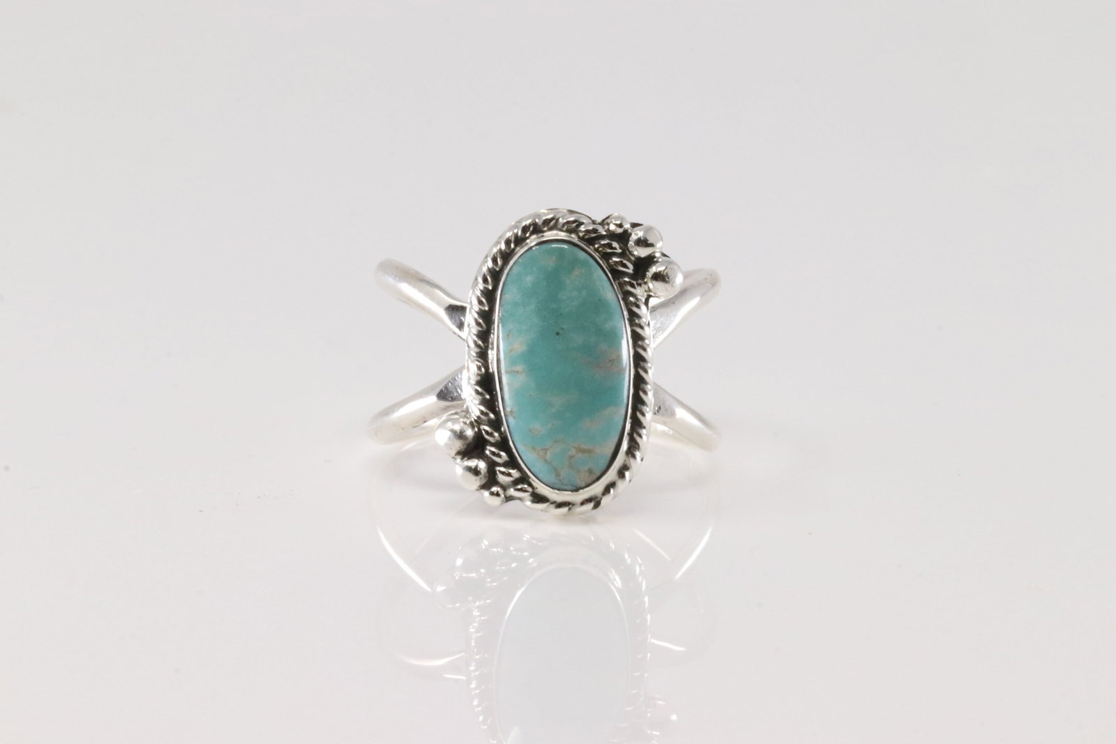 Native America Navajo Sterling Silver Turquoise Ring By Myra Benally.: This is a Native America Navajo Sterling Silver Turquoise Ring By Myra Benally. Ring size: 7.50.