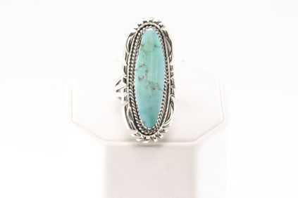 Native America Navajo Sterling Silver Turquoise Ring By Jimmy Garcia.