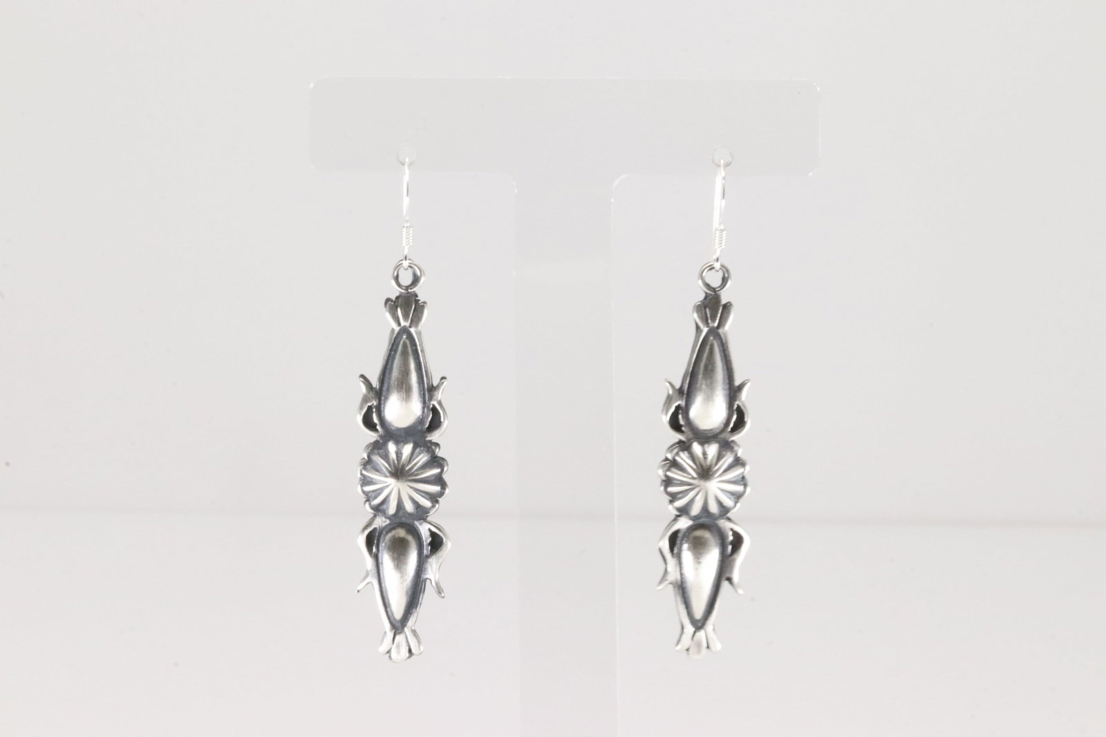 Native America Navajo Sterling Silver Stamped Dangling Earring's By Bobby Platero.: This is a Native America Navajo Sterling Silver Stamped Dangling Earring's By Bobby Platero.