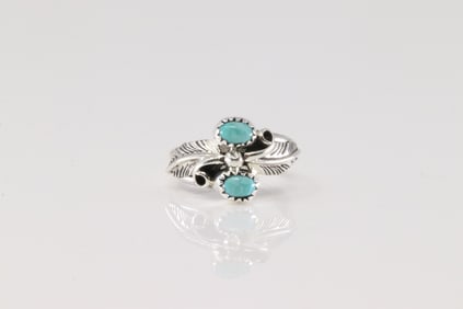 Native American Navajo Sterling Silver Turquoise Ring By Harry B.Yazzie.