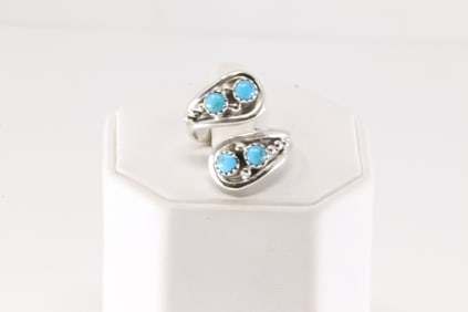 Native America Navajo Sterling Silver Turquoise Ring By Genevieve Francisco.