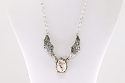 Native America Navajo Sterling Silver Wild Horse Necklace By Charlene Yazzie.