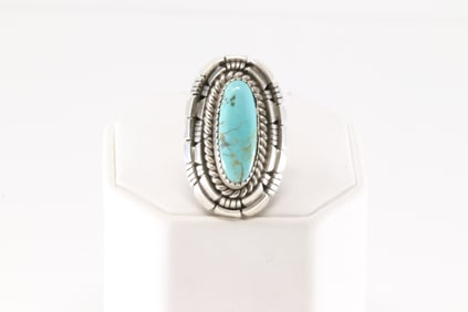 Native America Navajo Sterling Silver Turquoise Ring By W.Begay.