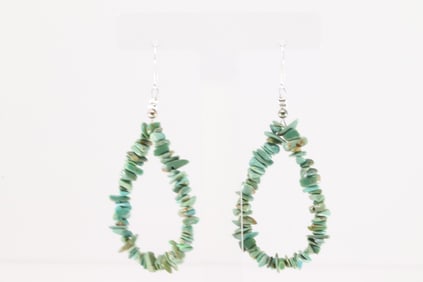 Native America Navajo Sterling Silver Turquoise Dangling Earring's.