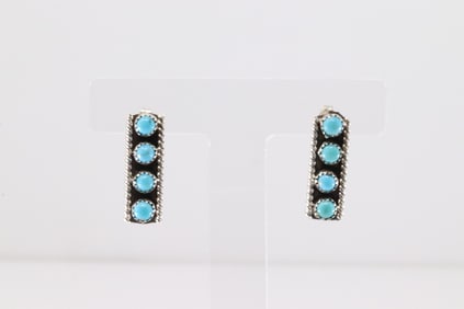 Native America Navajo Sterling Silver Turquoise Post Earring's By Janice Spencer.