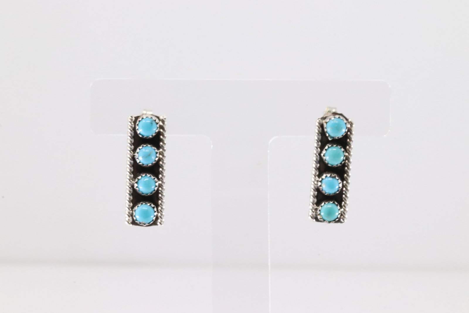 Native America Navajo Sterling Silver Turquoise Post Earring's By Janice Spencer.: This is a Native America Navajo Sterling Silver Turquoise Post Earring's By Janice Spencer.