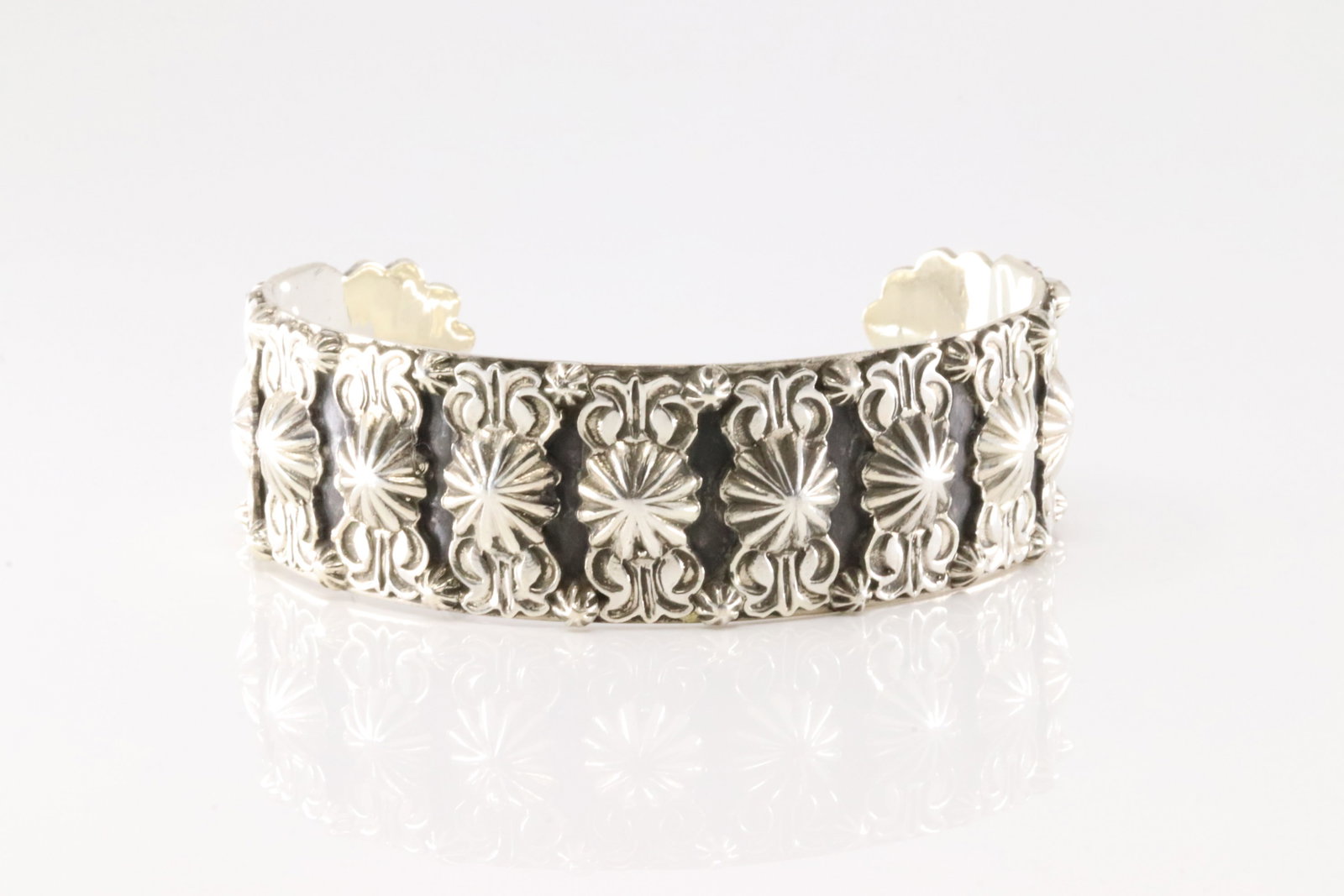 Native America Navajo Sterling Silver Solid Stamped Bracelet Cuff By Bobby Platero.: This is a Native America Navajo Sterling Silver Solid Stamped Bracelet Cuff By Bobby Platero.