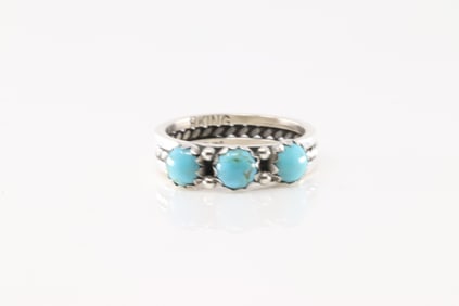 Native America Navajo Sterling Silver Turquoise Ring By R.King.
