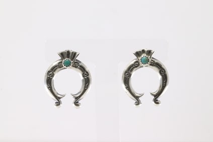 Native America Navajo Sterling Silver Turquoise Naja Post Earring's By Adrienne Gordan.