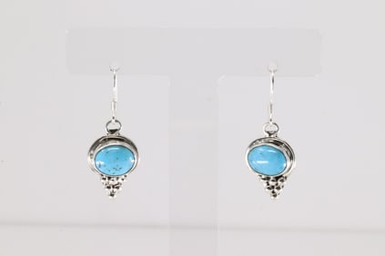 Native America Navajo Sterling Silver Turquoise Dangling Earring's By Rita Largo.