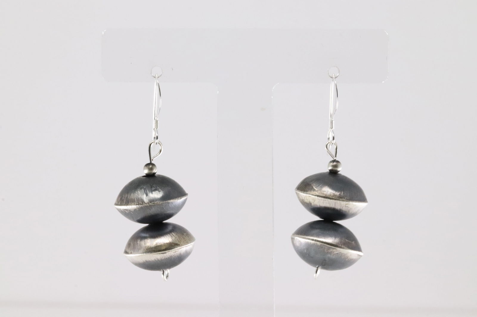 Native America Navajo Sterling Silver Beaded Dangling Earring's By Tysha Aparicio.: This is a Native America Navajo Sterling Silver Beaded Dangling Earring's By Tysha Aparicio.