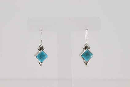 Native America Navajo Sterling Silver Turquoise Dangling Earring's By Sharon McCarthy.