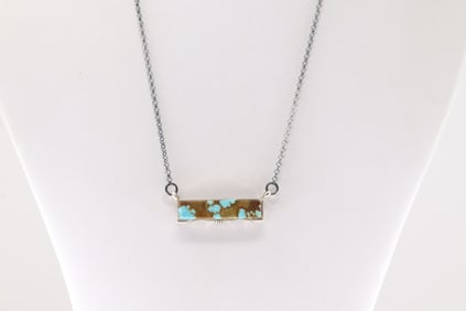Native America Navajo Sterling Silver Number 8 Turquoise Necklace By Steve Francisco.