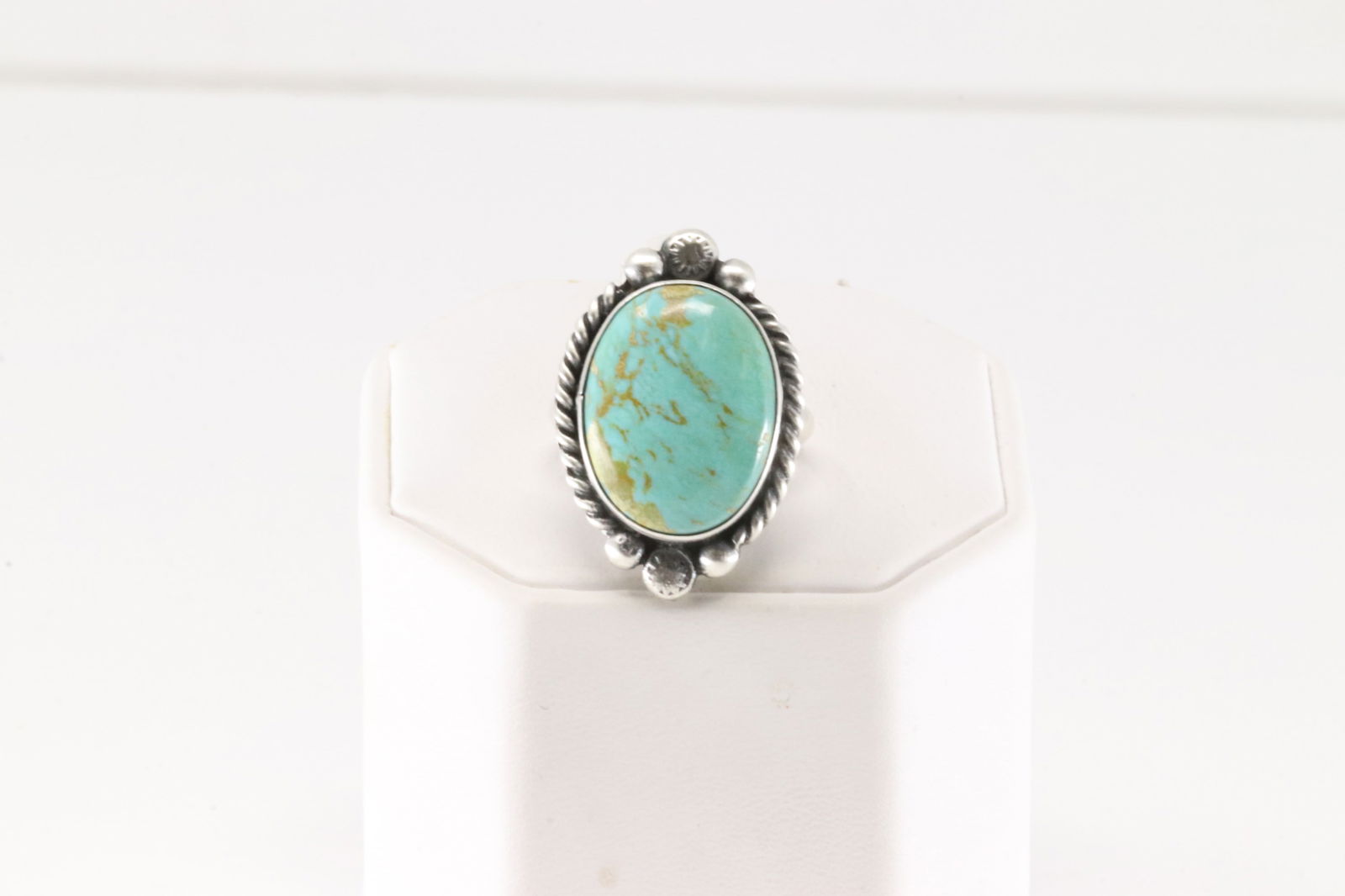 Native America Navajo Sterling Silver Kingman Turquoise Ring By Eugene Belone. (1 of 4)