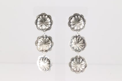 Native America Navajo Sterling Silver Conch Post / Dangling Earring's By Joan & Ryan Begay.