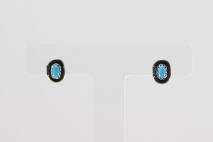 Native America Navajo Sterling Silver Turquoise Post Earring's By Roselene Joe.
