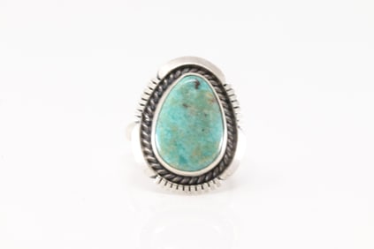 Native America Navajo Sterling Silver Turquoise Ring By A.M.