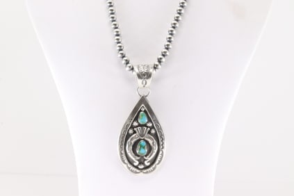 Native America Navajo Sterling Silver Sonora Gold Turquoise Necklace By Samuel Yellowhair.
