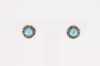 Native America Navajo Sterling Silver Turquoise Post Earring's By Emery Spencer.