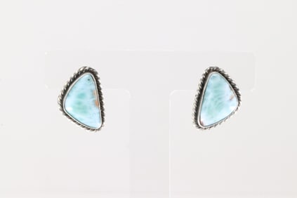Native America Navajo Sterling Silver Larimar Post Earring's By Elouise Kee.