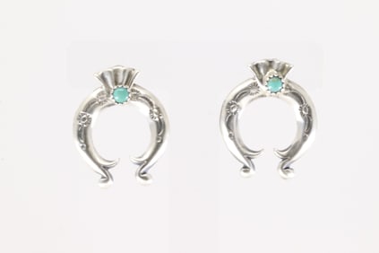 Native America Navajo Sterling Silver Turquoise Naja Post Earring's By Adrienne Gordon.