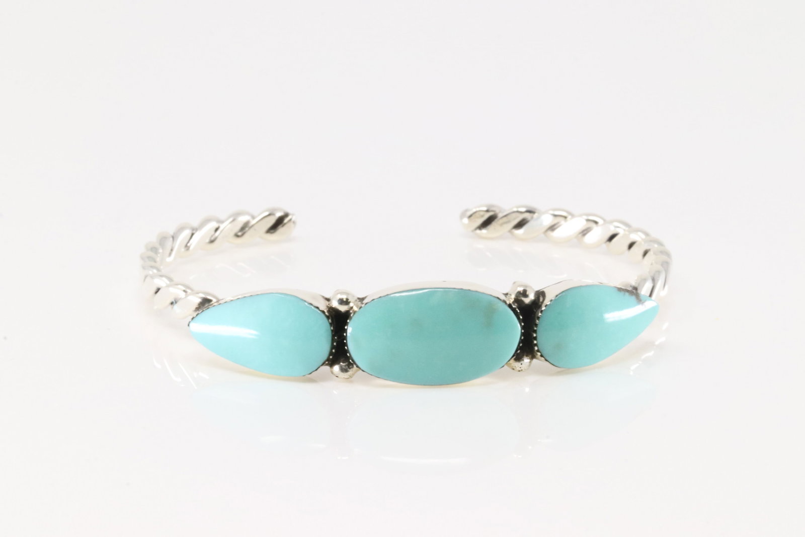 Native America Navajo Sterling Silver Turquoise Bracelet Cuff By Sadie Jim.: This is a Native America Navajo Sterling Silver Turquoise Bracelet Cuff By Sadie Jim.