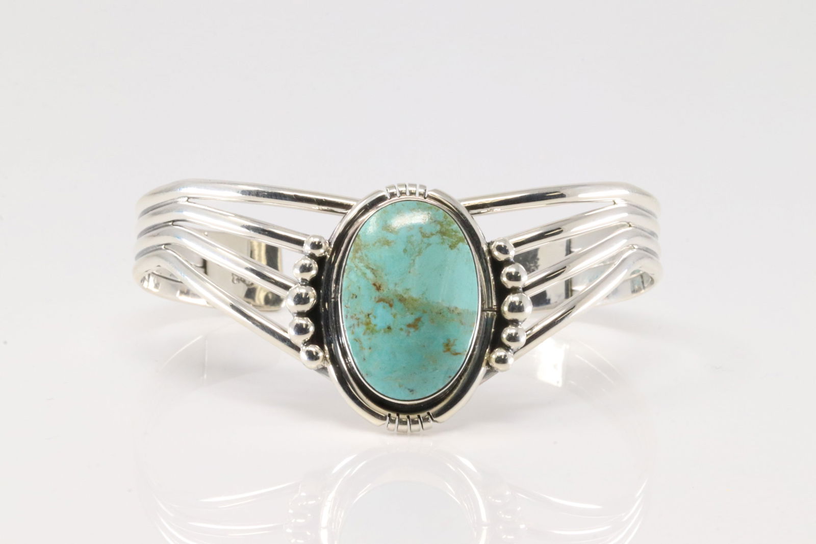 Native America Navajo Sterling Silver Turquoise Bracelet Cuff By Harold Becenti. (1 of 4)