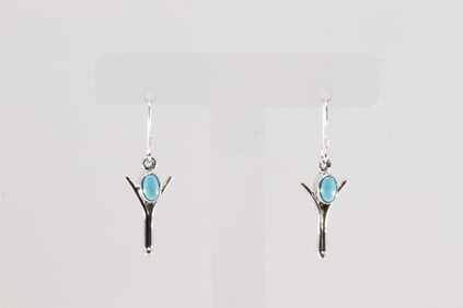 Native America Navajo Sterling Silver Turquoise Dangling Earring's By Gary Shorty.