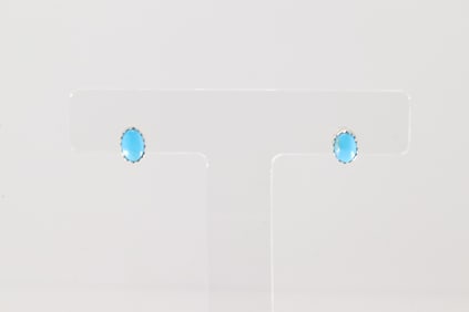 Native America Navajo Sterling Silver Turquoise Post Earring's By Jerold Joe.