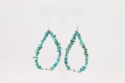Native America Navajo Sterling Silver Turquoise / Beaded Dangling Earring's.