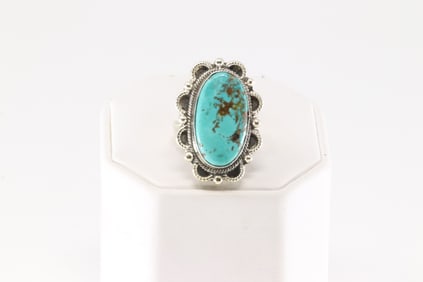 Native America Navajo Sterling Silver Turquoise Ring By S.