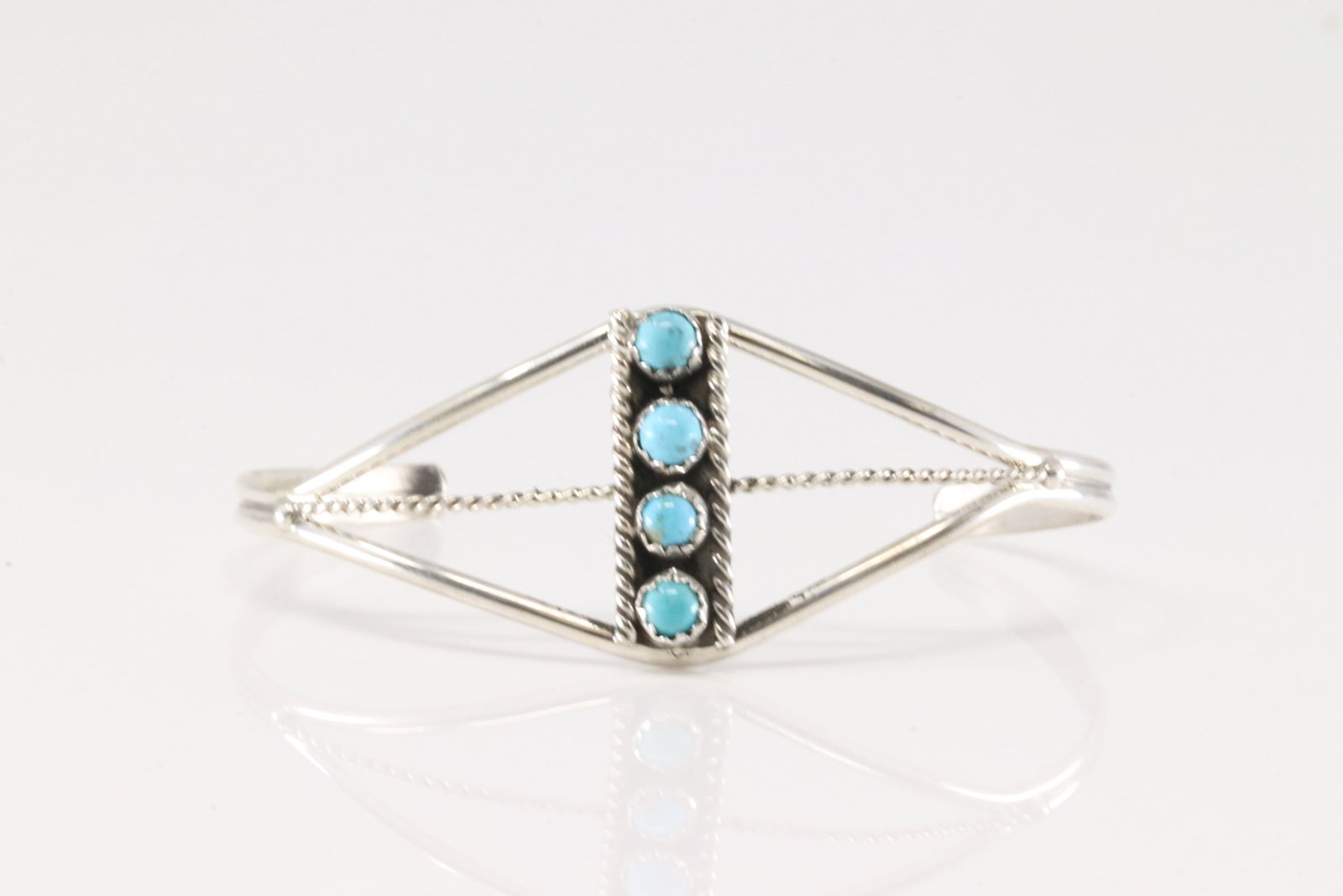 Native America Navajo Sterling Silver Turquoise Bracelet Cuff By Janice Spencer.: This is a Native America Navajo Sterling Silver Turquoise Bracelet Cuff By Janice Spencer.