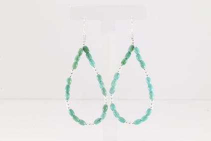 Native America Navajo Sterling Silver Turquoise & Beaded Dangling Earring's.