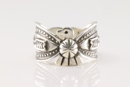Native America Navajo Sterling Silver Thunderbird Ring By D.Cadman.